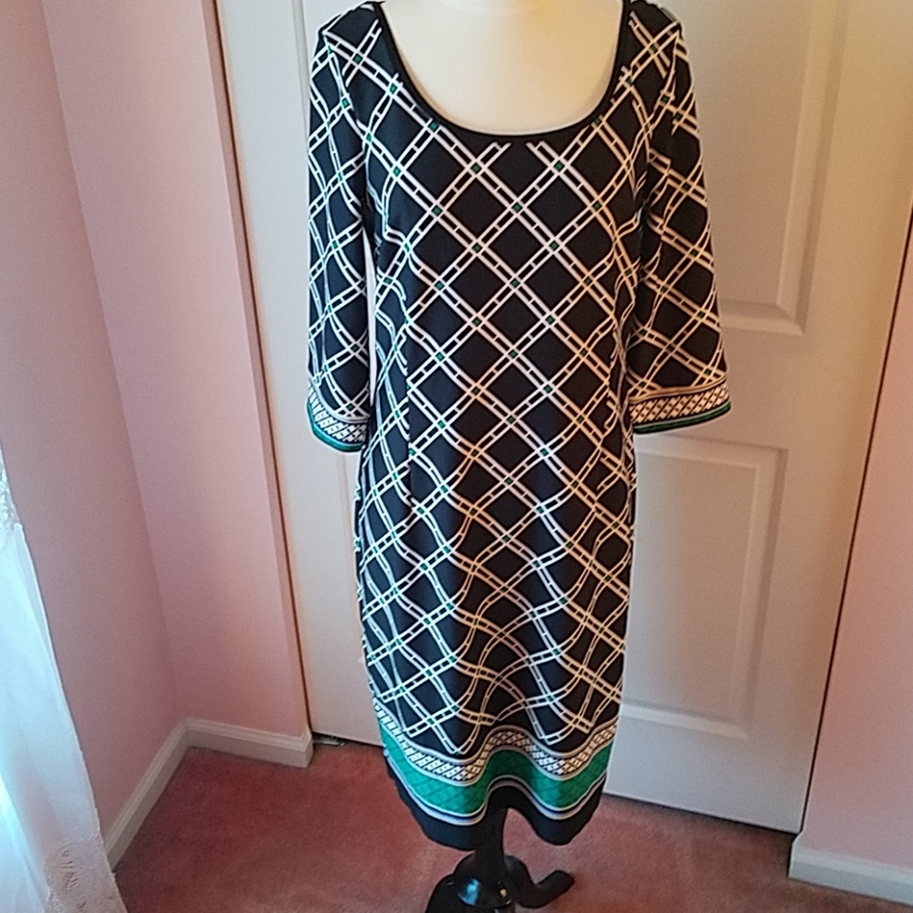 White House Black Market Green and Black dress